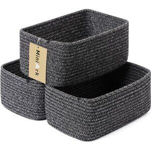 Woven Rope Storage Baskets Set Closet Organizer Bins Small Cube Bins 3 Pack